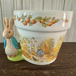 Vintage 1997 Beatrix Potter Peter Rabbit 3D Figural Ceramic Planter Teleflora 5"
